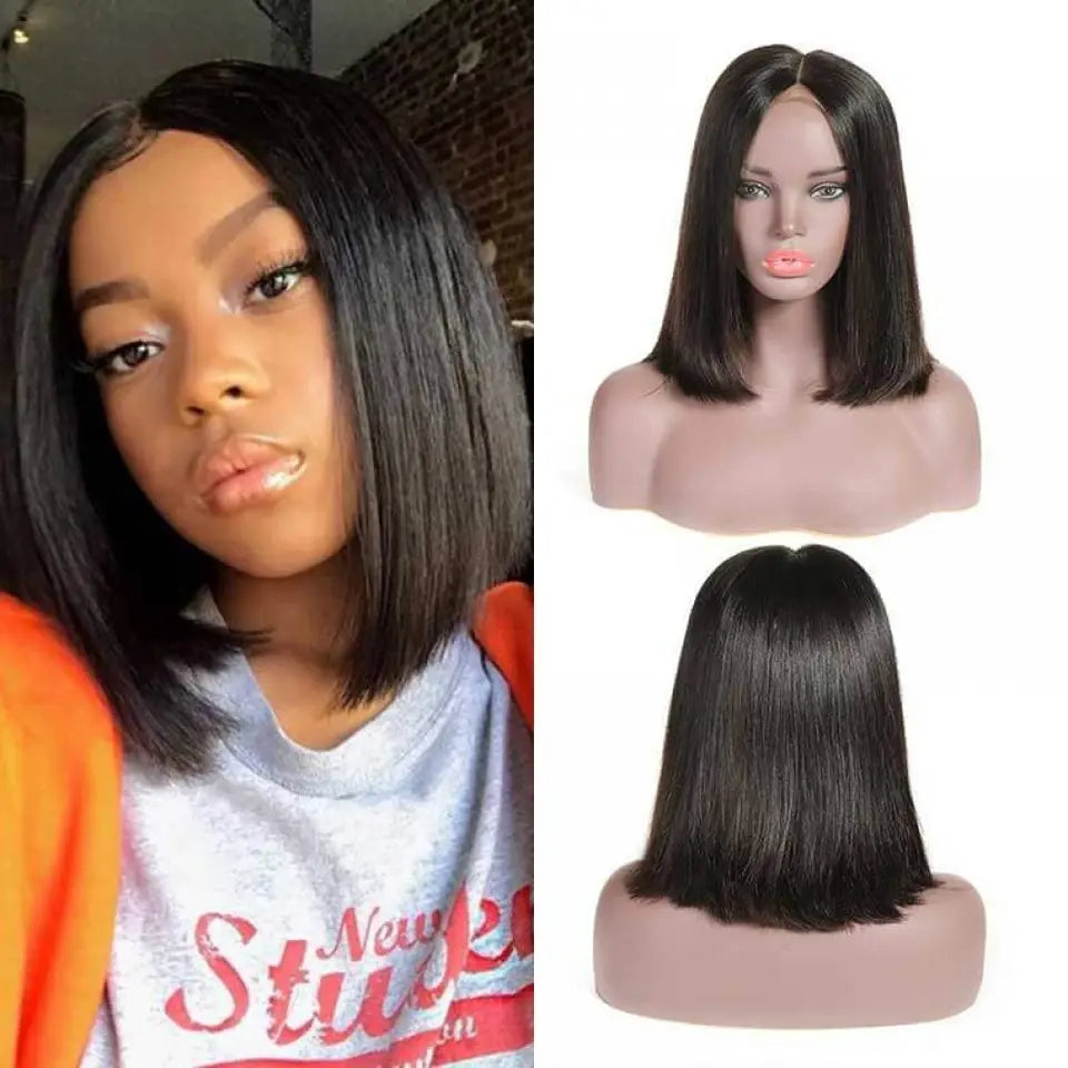 13x4 Lace Front Bob Glueless Wig - Black